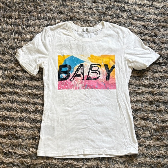 Saint Laurent Tops - Saint Laurent White Tee with Bold Graphic